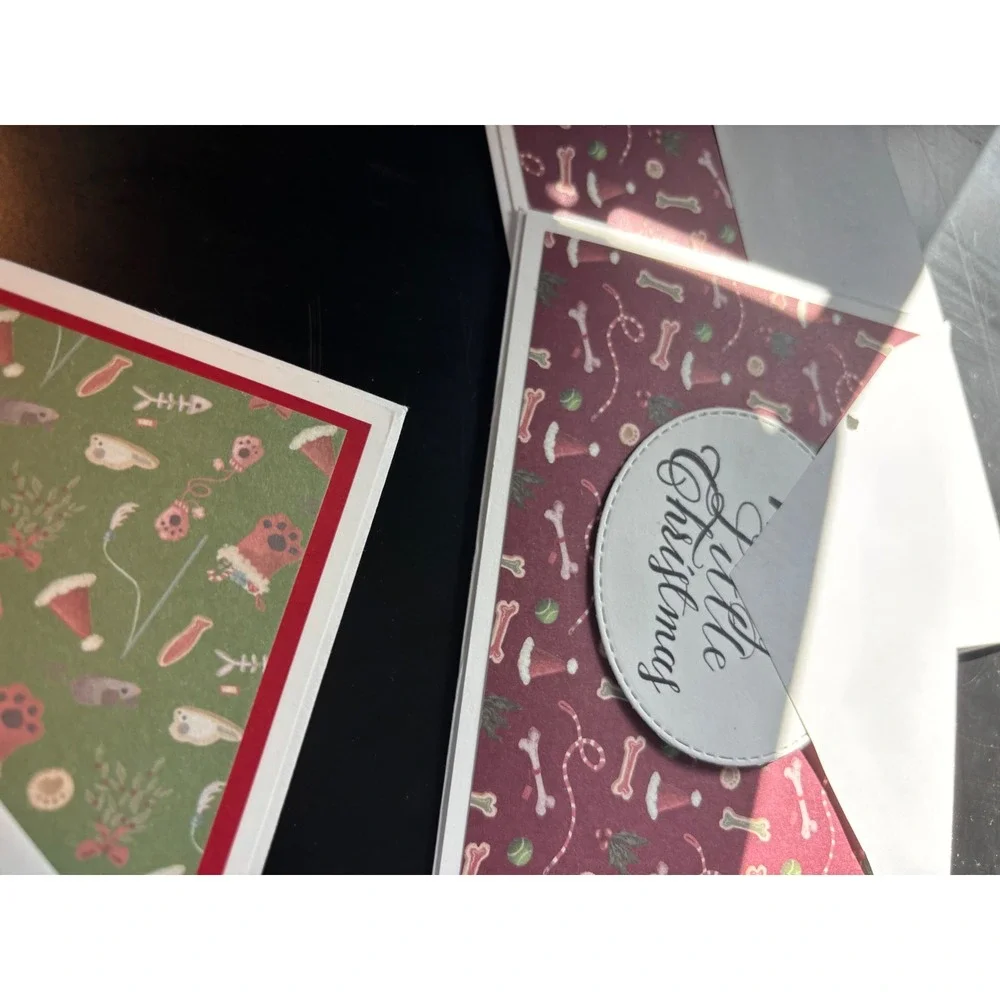 17 Handmade Christmas Holiday Cards Assorted Designs Glitter Plaid Humorous Set